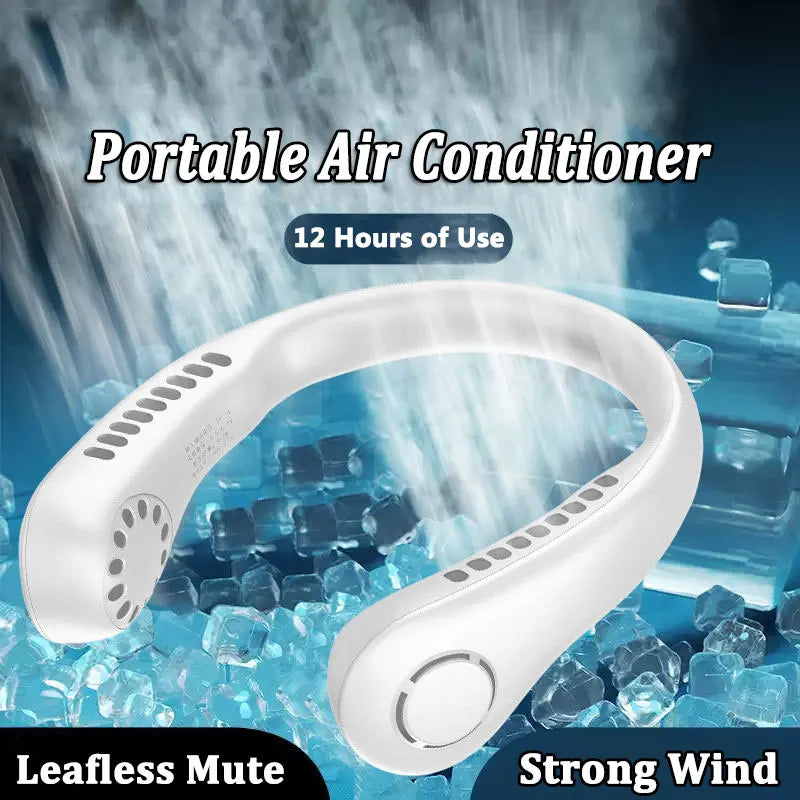 1PC Fan 1200mAh New Mini Neck Portable No Bladeless Hanging Neck Rechargeable Air Cooler 3 Speed Mini Summer Sport Fan Leedoar