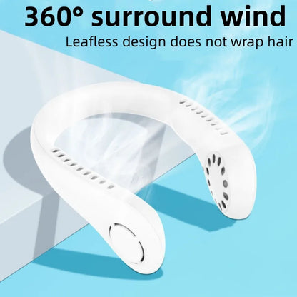 1PC Fan 1200mAh New Mini Neck Portable No Bladeless Hanging Neck Rechargeable Air Cooler 3 Speed Mini Summer Sport Fan Leedoar