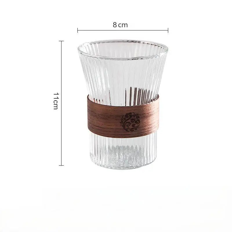 1PC  Japanese Style Glass Coffee Mug Walnut Cup Sleeve Glass Cup Glasses Coffeeware Tea Mugs Beer Mug Leedoar