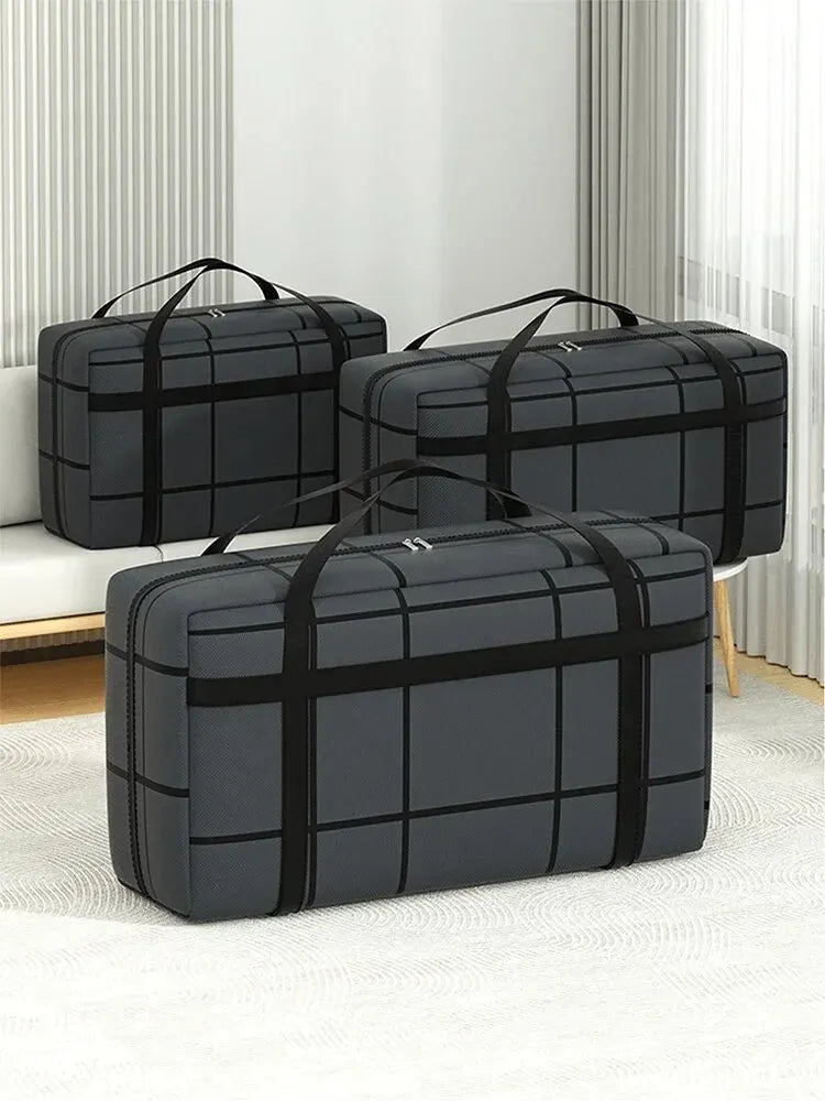 1PC Large Capacity and Super Load-bearing Black Composite Material Storage Bag, Dustproof and Moisture-proof with Zipper Leedoar