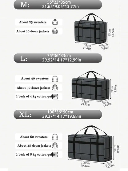 1PC Large Capacity and Super Load-bearing Black Composite Material Storage Bag, Dustproof and Moisture-proof with Zipper Leedoar