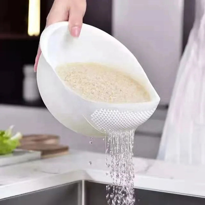 1PC Rice Sieve Plastic Colander Kitchen Drain Basket Rice Bowl Fruit Vegetable Washing Strainer Basket Sink Drain Kitchen Tools Leedoar