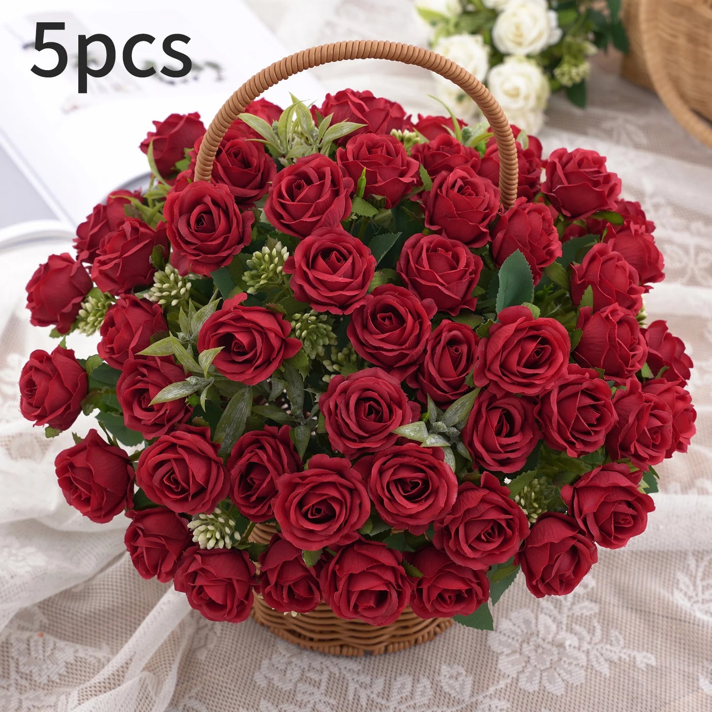 1PC Roses Artificial Flowers 10 Heads Fake Roses Silk Flowers with Stems Artificial Roses for Decoration Bouquet of Flowers Wedd Leedoar