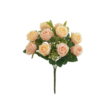 1PC Roses Artificial Flowers 10 Heads Fake Roses Silk Flowers with Stems Artificial Roses for Decoration Bouquet of Flowers Wedd Leedoar