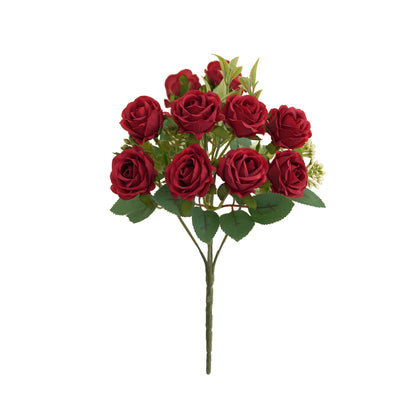 1PC Roses Artificial Flowers 10 Heads Fake Roses Silk Flowers with Stems Artificial Roses for Decoration Bouquet of Flowers Wedd Leedoar