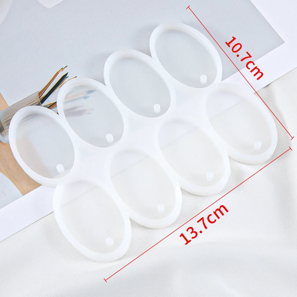 1PC Molde de silicone oval redondo DIY Molde de resina epóxi para fazer joias Pingente Brincos Chaveiro Acessórios 