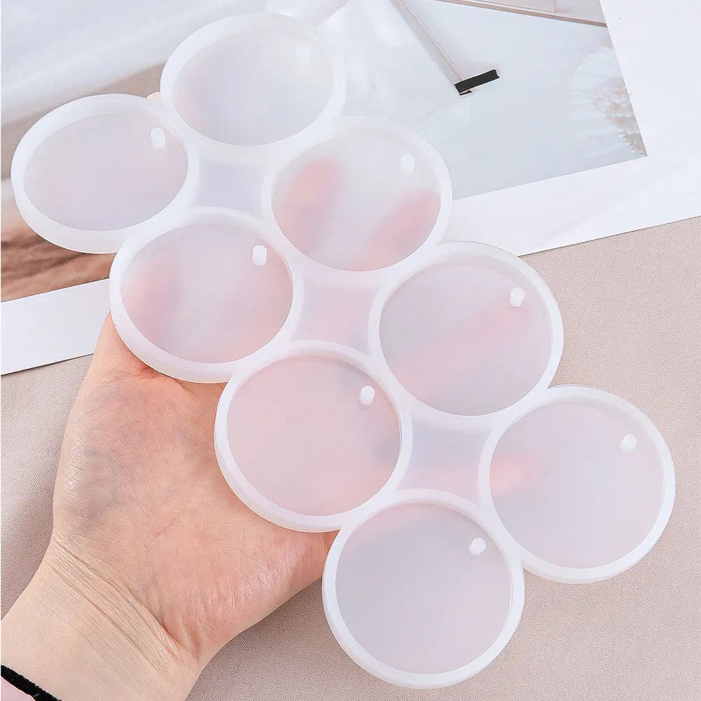 1PC Molde de silicone oval redondo DIY Molde de resina epóxi para fazer joias Pingente Brincos Chaveiro Acessórios 