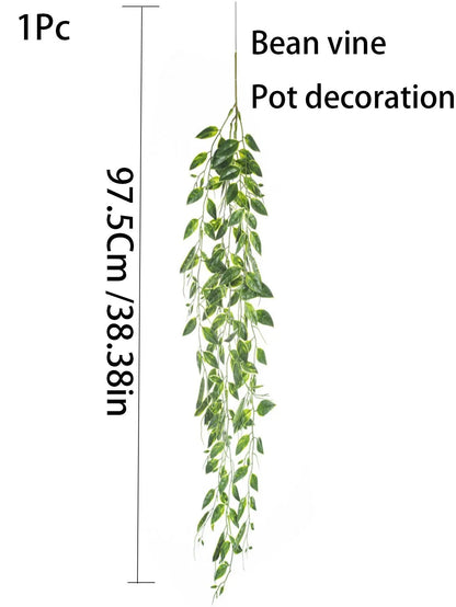 1PC Simulation Wall Hanging Green Vine Simulation Bean Leaf Vine Wall Hanging Ceiling Decoration Artificial Vine Leedoar