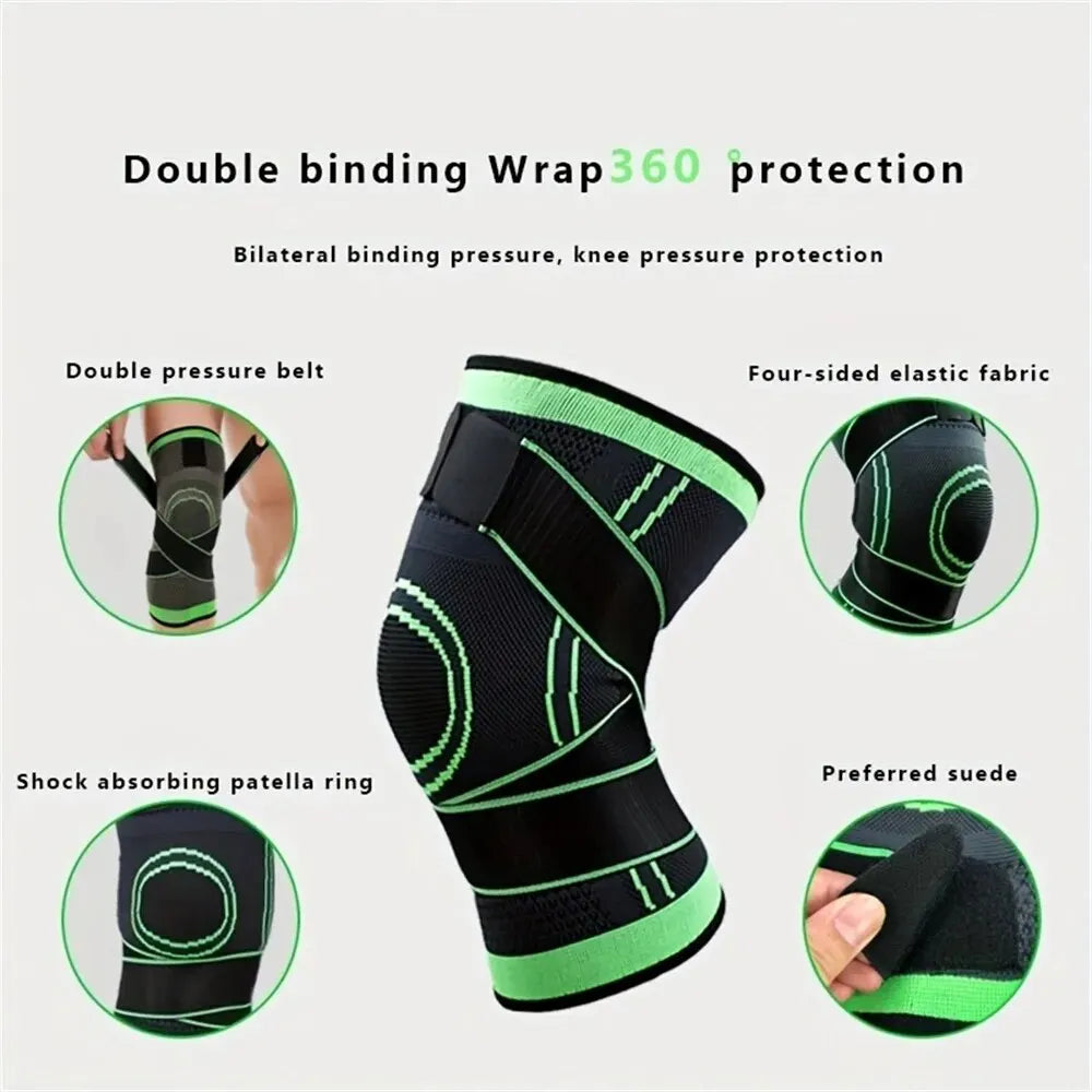 1PC Sports Knee Pad Men Pressurized Elastic Knee Pad Support Fitness Gear Basketball Volleyball Brace Tennis Cycling Protector Leedoar