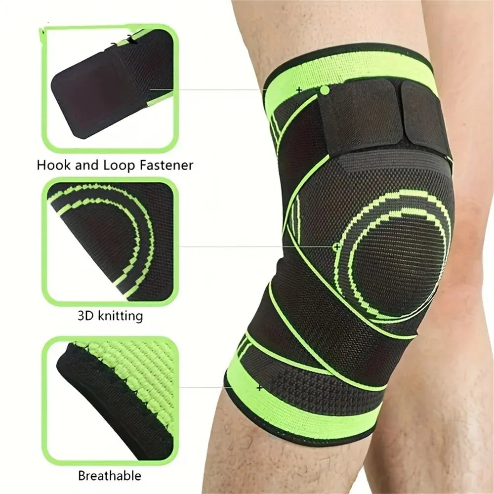 1PC Sports Knee Pad Men Pressurized Elastic Knee Pad Support Fitness Gear Basketball Volleyball Brace Tennis Cycling Protector Leedoar