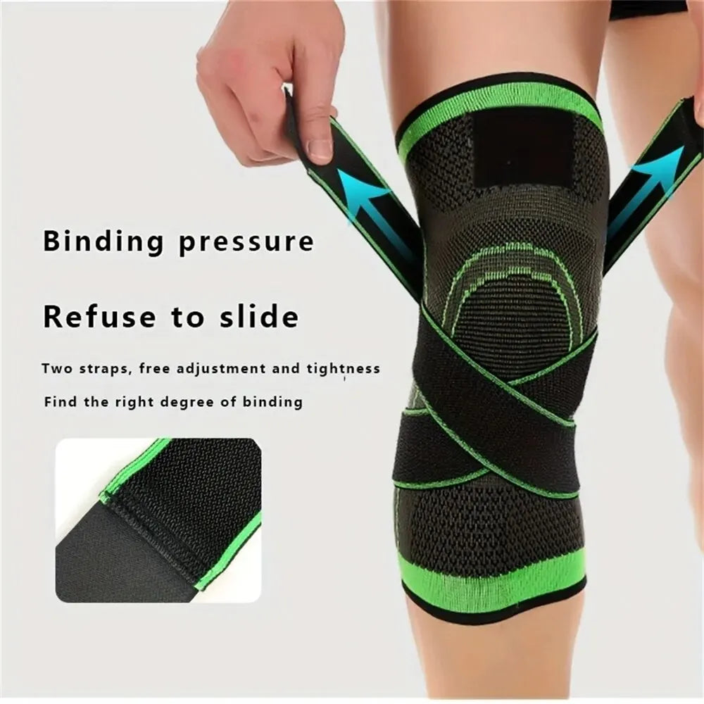 1PC Sports Knee Pad Men Pressurized Elastic Knee Pad Support Fitness Gear Basketball Volleyball Brace Tennis Cycling Protector Leedoar