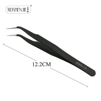 1PC Stainless Steel Curved Straight Professional Eyebrow False Eyelash Tweezers Nail Art Extension Makeup Eyelashes Tweezers Leedoar