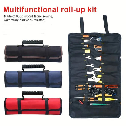 1PC Tool Roll Bag Heavy Duty Roll Up Tool Bag Wrench Roll Multipurpose Tool Organizer Bag for Electrician Folding Tool Bag Leedoar