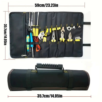 1PC Tool Roll Bag Heavy Duty Roll Up Tool Bag Wrench Roll Multipurpose Tool Organizer Bag for Electrician Folding Tool Bag Leedoar