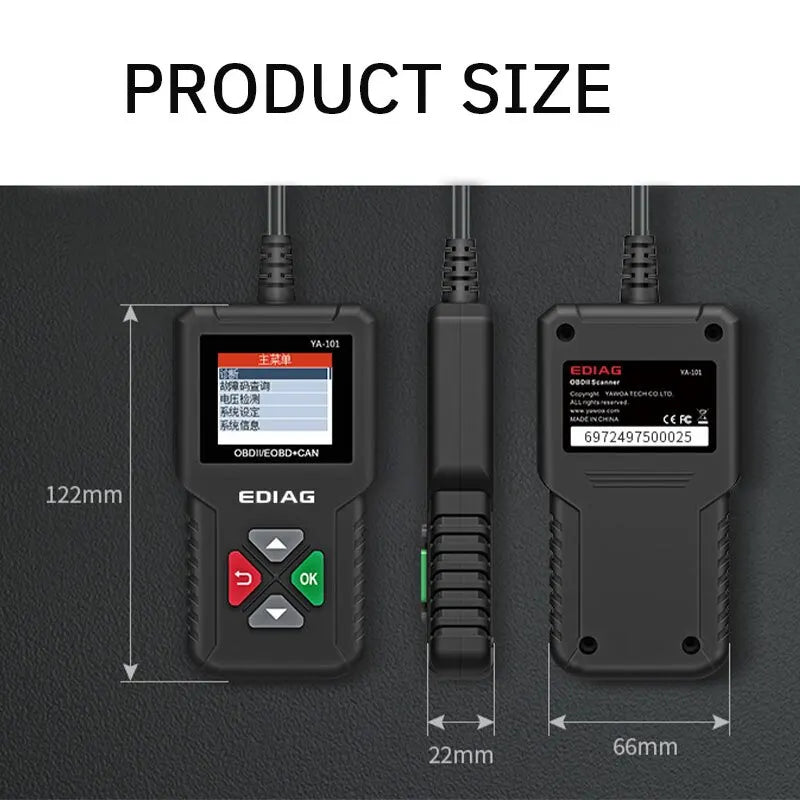 1PC YA101 OBD2 Instrumento de diagnóstico Multi idioma Tarjeta de lectura de código de falla del motor del automóvil Instrumento de diagnóstico Detector OBD 