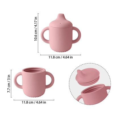 1PCS Baby Feeding Silicone Cups For Infants And Young Children Portable Learning Hand Shank Drinking Water Cups Baby Stuff Leedoar