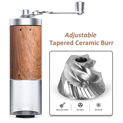 1PCS Coffee Bean Grinder Portable Wood Grain Stainless Steel Crank Hand Hand Coffee Grinder Kitchen Tool Grinder Leedoar