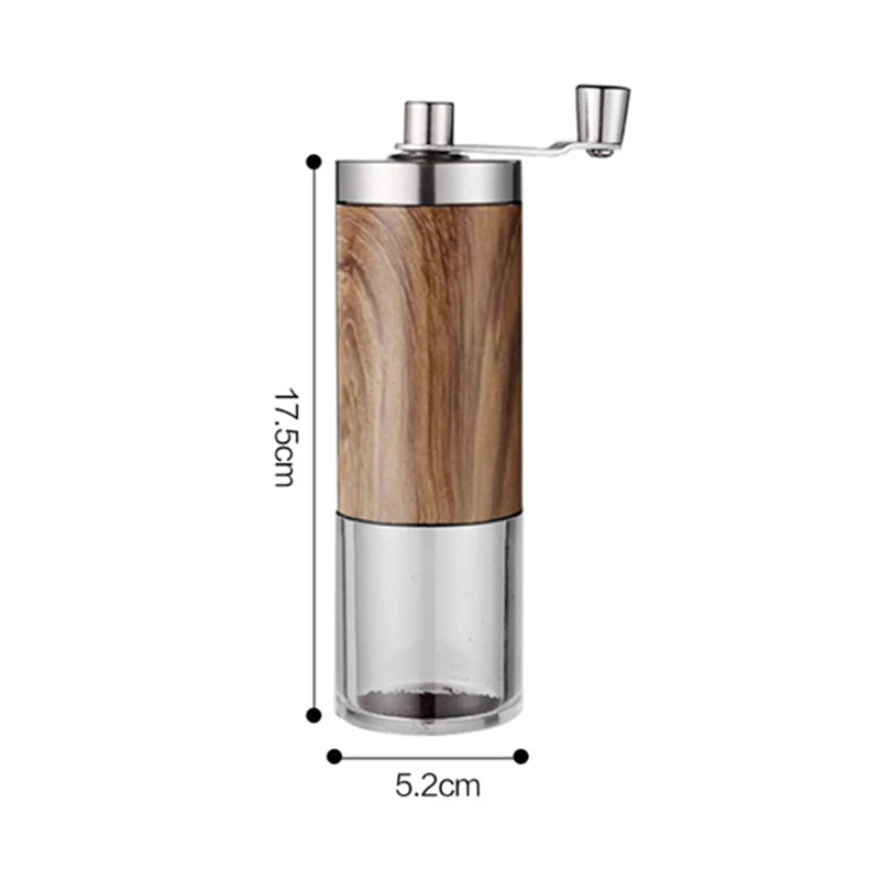 1PCS Coffee Bean Grinder Portable Wood Grain Stainless Steel Crank Hand Hand Coffee Grinder Kitchen Tool Grinder Leedoar