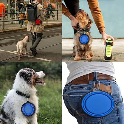 1PCS Foldable 2-in-1 Pet Dual Bowl Portable Dog Travel Bowl Foldable Dog Food Bowl Drinking Bowl Outdoor Travel Camping Walking