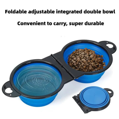 1PCS Foldable 2-in-1 Pet Dual Bowl Portable Dog Travel Bowl Foldable Dog Food Bowl Drinking Bowl Outdoor Travel Camping Walking