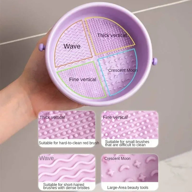 1PCS Silicone Washing Bowl Makeup Brush Cleaning Box Make-up Egg Drying Tool Set Powder Puff Washer Sponge Storage Artifact Leedoar