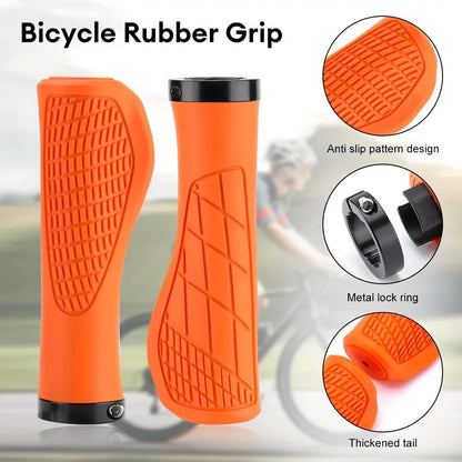 1Pair Mountain Bike Handlebar Grips Anti-skid Comfortable Lockable Bicycle Grips Soft Rubber MTB Bike Grips Cycling Bike Parts Leedoar