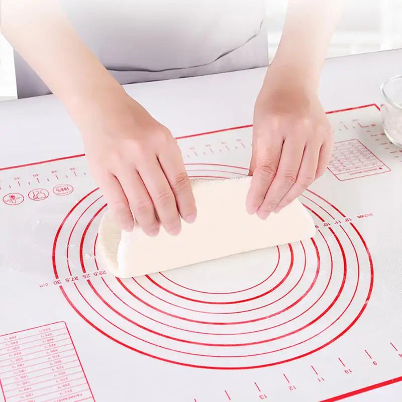 1Pc 40X50CM White And Red Kneading Dough Mat Silicone Baking Mat Pizza Cake Dough Maker Kitchen Cooking Grill Gadgets Bakeware Leedoar