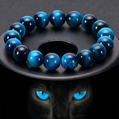 1Pc 6/8/10mm Minimalista Azul Olho de Tigre Pedra Pulseira de Contas Pedra Natural Redonda Pulseira de Contas Para Decoração Diária 