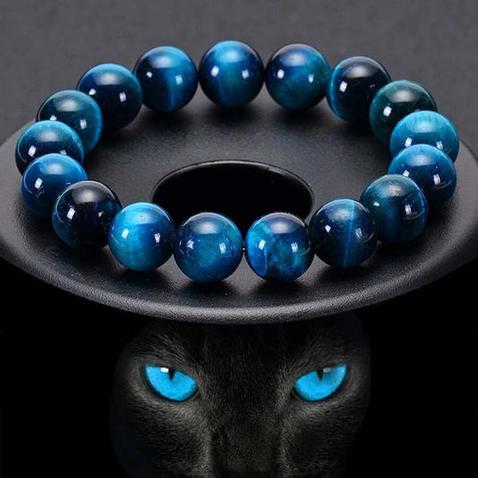 1 pulsera minimalista de cuentas de piedra de ojo de tigre azul de 6/8/10 mm con cuentas redondas de piedra natural para decoración diaria 