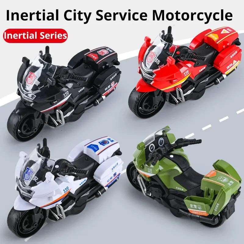 1Pc Children Inertia Motorcycle Swat Fire Boys Random Style Toy Car Inertial City Service Motorcycle Leedoar