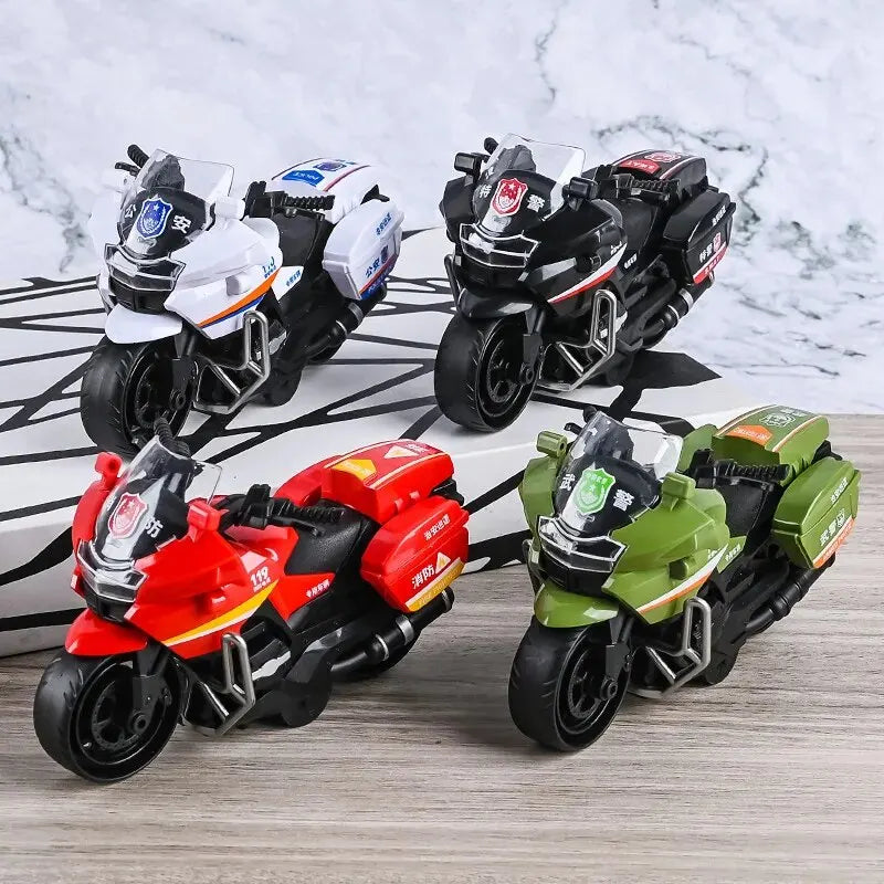 1Pc Children Inertia Motorcycle Swat Fire Boys Random Style Toy Car Inertial City Service Motorcycle Leedoar