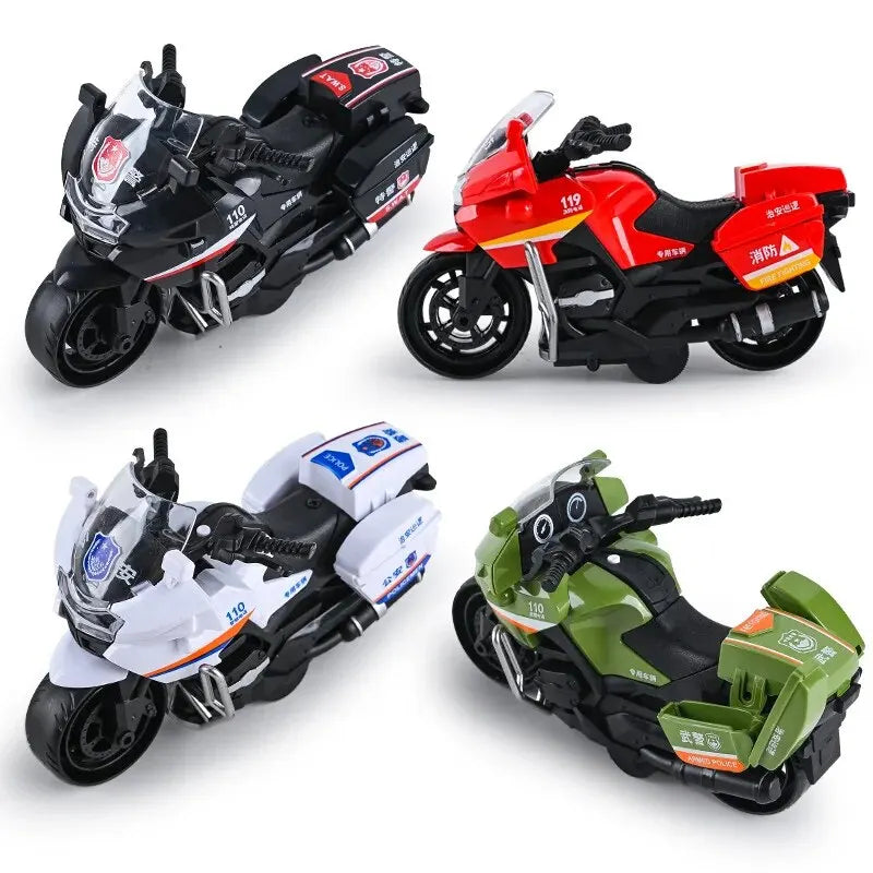 1Pc Children Inertia Motorcycle Swat Fire Boys Random Style Toy Car Inertial City Service Motorcycle Leedoar