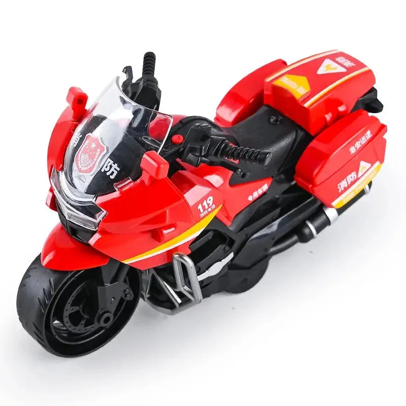 1Pc Children Inertia Motorcycle Swat Fire Boys Random Style Toy Car Inertial City Service Motorcycle Leedoar