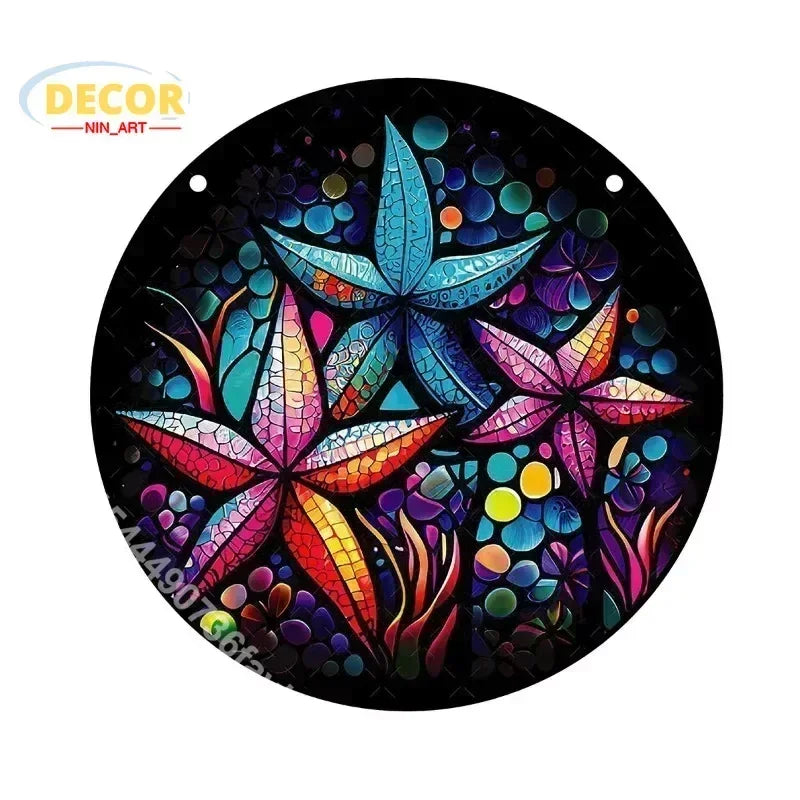 1 pieza de atrapasueños de flores de colores con diseño de colibrí y patrón de vidrio para ventanas, letrero de aluminio de 8 x 12 pulgadas 