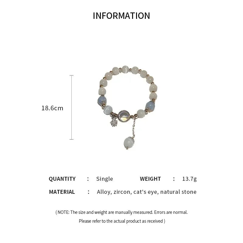 1Pcs Blue Purple Color Opal Stone Bracelet for Women Girls Shiny Crystal Bracelets Moon Star Pendant Bangles Wristband Jewelry Leedoar