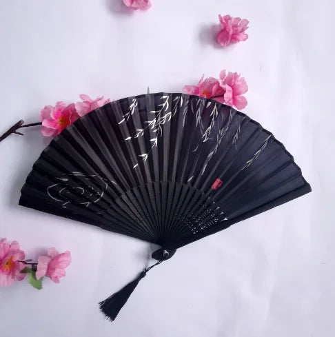 1Pcs Folding Hand Fan with , Chinese Retro Style Birthday Gift for Dance Performance, Decoration Leedoar