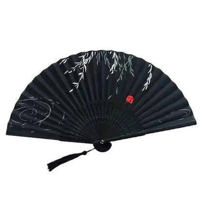 1Pcs Folding Hand Fan with , Chinese Retro Style Birthday Gift for Dance Performance, Decoration Leedoar