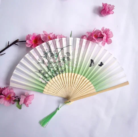 1Pcs Folding Hand Fan with , Chinese Retro Style Birthday Gift for Dance Performance, Decoration Leedoar