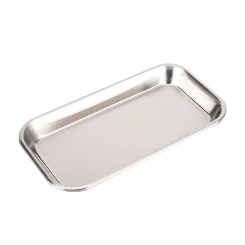 1Pcs Stainless Steel Cosmetic Storage Tray Nail Art Equipment Plate Doctor Surgical Dental Tray False Nails Dish Tools Leedoar