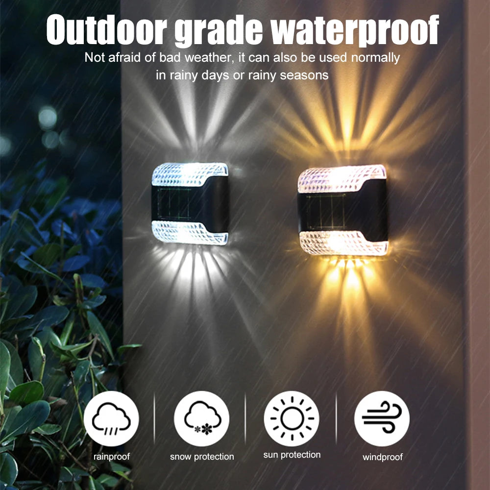 1Pcs Warm White Garden Landscape Step Deck Lights LED Solar Lamp Balcony Fence Lights Outdoor Waterproof Path Stair Wall Light Leedoar