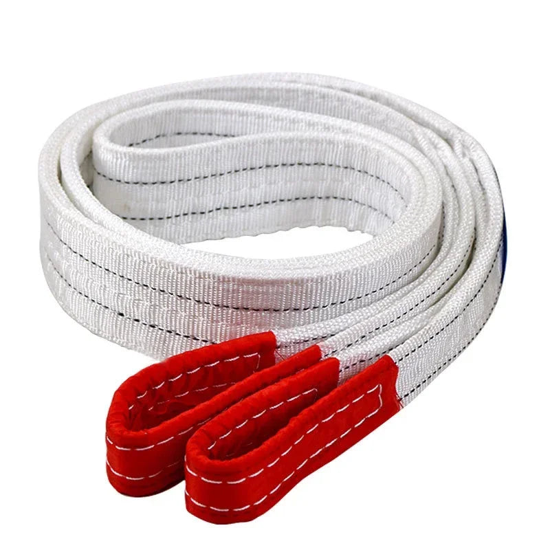 1Tx3M 1Tx1M 2Tx1M Industrial Lifting Belt Wear Resistant White Flat Lifting Belt Trailer Sling Crane Hoisting Cargo Polyester Leedoar