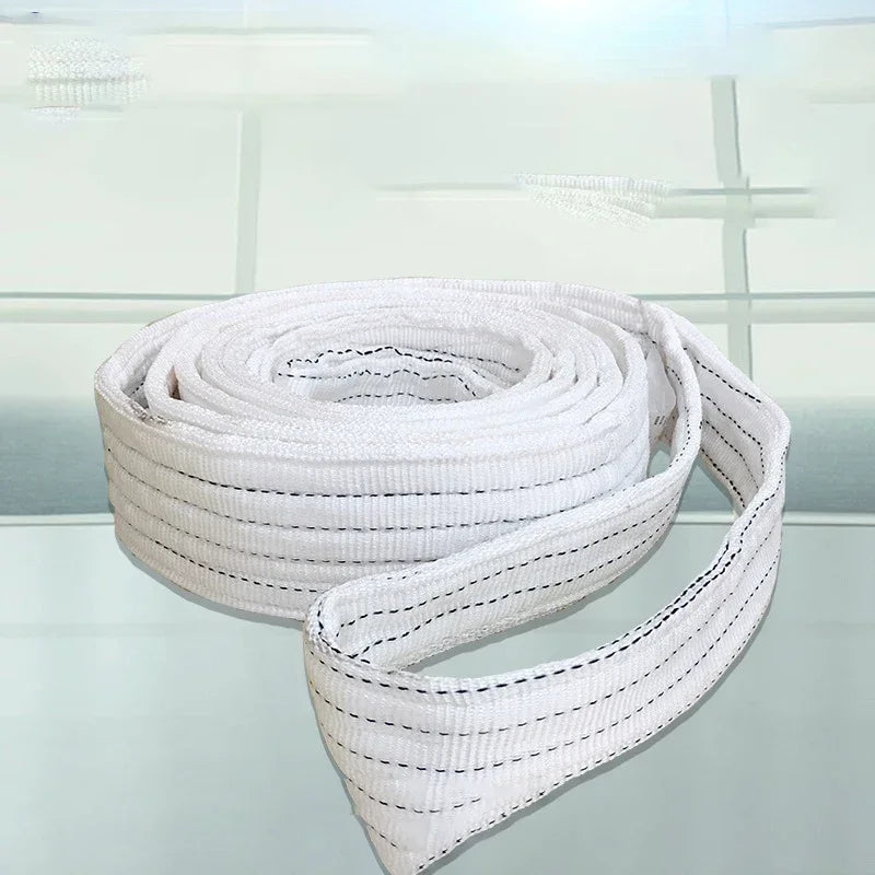 1Tx3M 1Tx1M 2Tx1M Industrial Lifting Belt Wear Resistant White Flat Lifting Belt Trailer Sling Crane Hoisting Cargo Polyester Leedoar