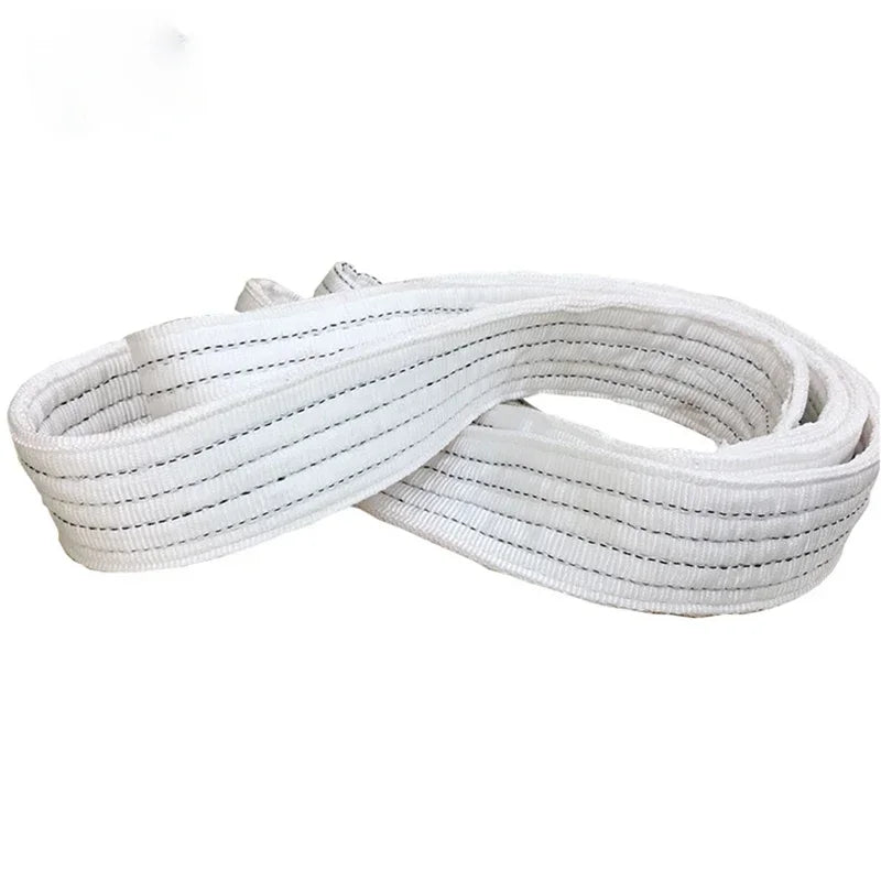 1Tx3M 1Tx1M 2Tx1M Industrial Lifting Belt Wear Resistant White Flat Lifting Belt Trailer Sling Crane Hoisting Cargo Polyester Leedoar