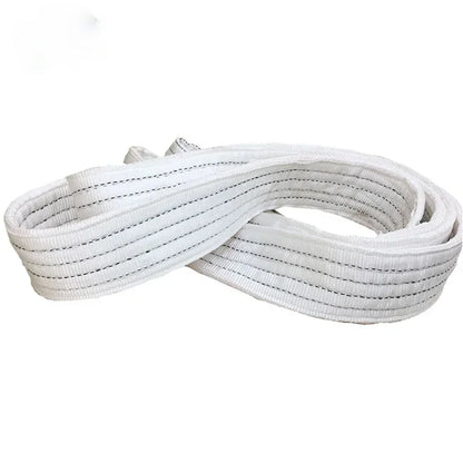 1Tx3M 1Tx1M 2Tx1M Industrial Lifting Belt Wear Resistant White Flat Lifting Belt Trailer Sling Crane Hoisting Cargo Polyester Leedoar