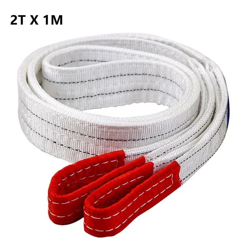 1Tx3M 1Tx1M 2Tx1M Industrial Lifting Belt Wear Resistant White Flat Lifting Belt Trailer Sling Crane Hoisting Cargo Polyester Leedoar