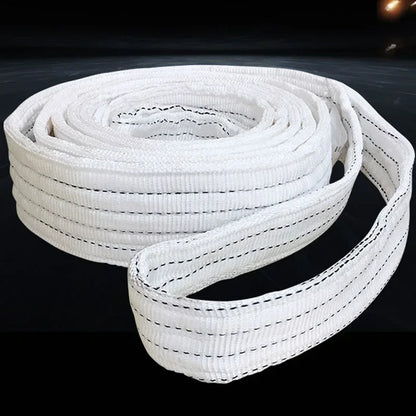 1Tx3M 1Tx1M 2Tx1M Industrial Lifting Belt Wear Resistant White Flat Lifting Belt Trailer Sling Crane Hoisting Cargo Polyester Leedoar