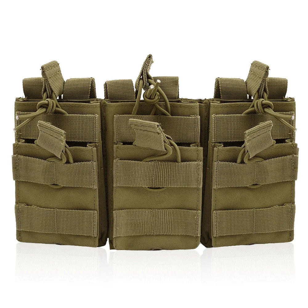 Tactical Molle Pouch Triple Magazine Pouch Double-Layer Mag Pouches Universal Cartridge Holder for M4 M14 M16 AK AR Leedoar