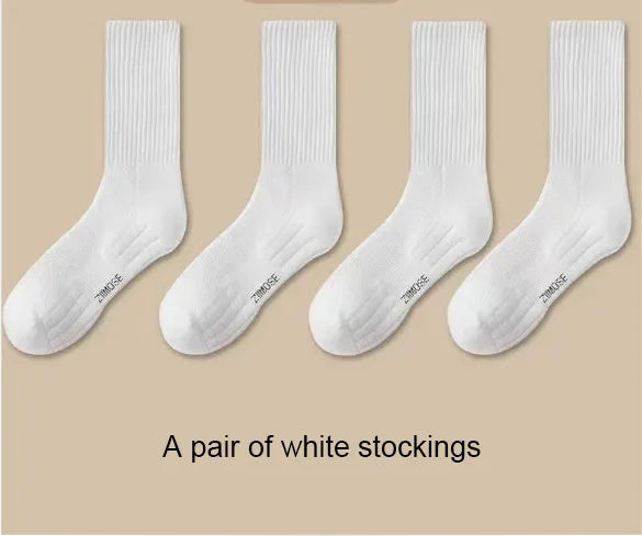 1pairs Socks Men's cotton deodorant winter towel bottom with velvet mid-tube white stockings thickened sports basketball socks Leedoar