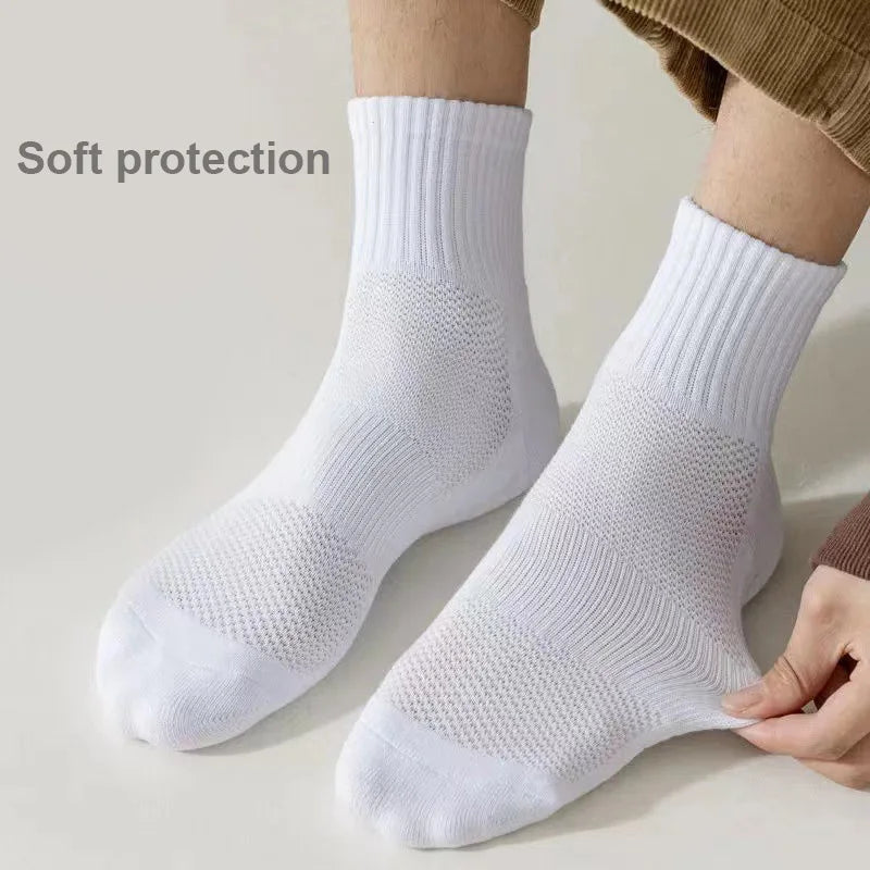 1pairs Socks Men's cotton deodorant winter towel bottom with velvet mid-tube white stockings thickened sports basketball socks Leedoar