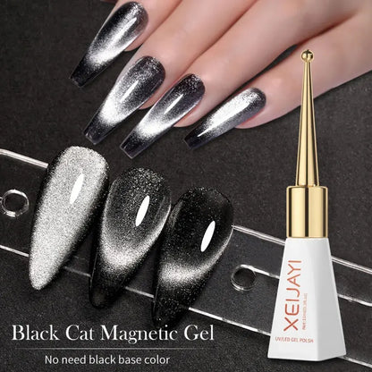 1pc 10ml Holographic Glitter Mirror Porcelain White Cat Eye Gel Polish Magnetic Galactic Effect Gel Nail Polish Soak Off UV LED Leedoar